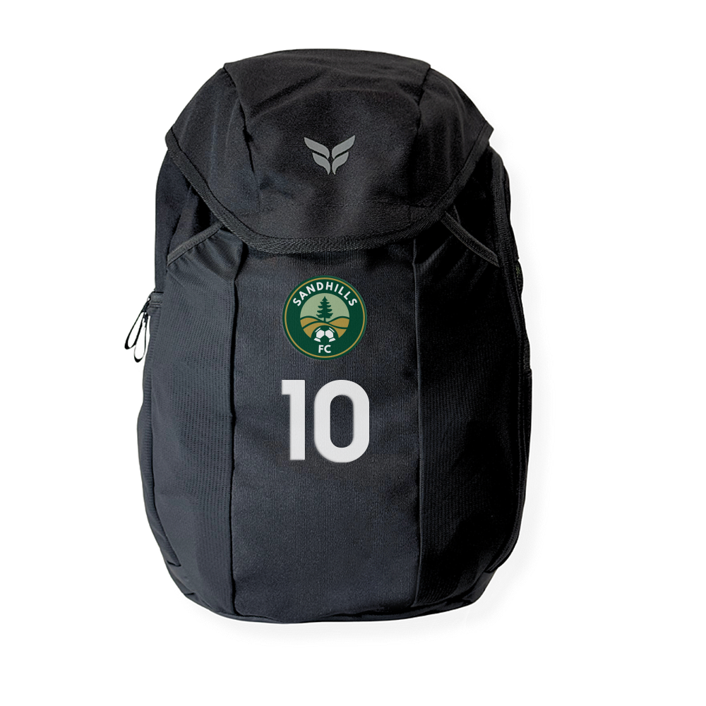 SANDHILLS FC TEAM BACKPACK WITH PLAYER NUMBER (BLACK)